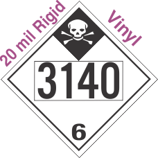 Inhalation Hazard Class 6.1 UN3140 20mil Rigid Vinyl DOT Placard