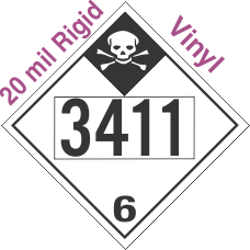 Inhalation Hazard Class 6.1 UN3411 20mil Rigid Vinyl DOT Placard