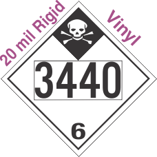 Inhalation Hazard Class 6.1 UN3440 20mil Rigid Vinyl DOT Placard