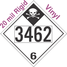 Inhalation Hazard Class 6.1 UN3462 20mil Rigid Vinyl DOT Placard