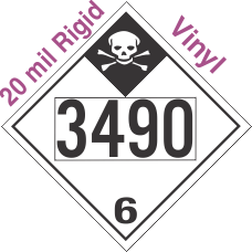 Inhalation Hazard Class 6.1 UN3490 20mil Rigid Vinyl DOT Placard