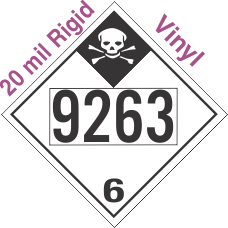 Inhalation Hazard Class 6.1 UN9263 20mil Rigid Vinyl DOT Placard
