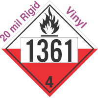 Spontaneously Combustible Class 4.2 UN1361 20mil Rigid Vinyl DOT Placard