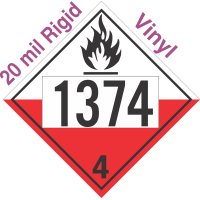 Spontaneously Combustible Class 4.2 UN1374 20mil Rigid Vinyl DOT Placard