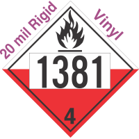 Spontaneously Combustible Class 4.2 UN1381 20mil Rigid Vinyl DOT Placard