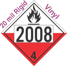 Spontaneously Combustible Class 4.2 UN2008 20mil Rigid Vinyl DOT Placard