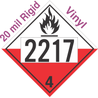 Spontaneously Combustible Class 4.2 UN2217 20mil Rigid Vinyl DOT Placard