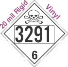 Toxic Class 6.2 UN3291 20mil Rigid Vinyl DOT Placard