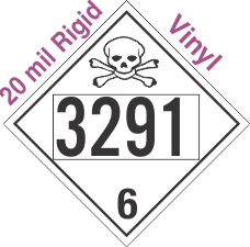 Toxic Class 6.2 UN3291 20mil Rigid Vinyl DOT Placard