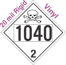 Toxic Gas Class 2.3 UN1040 20mil Rigid Vinyl DOT Placard