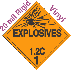 Explosive Class 1.2C 20mil Rigid Vinyl DOT Placard