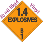 Explosive Class 1.4B 20mil Rigid Vinyl DOT Placard