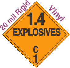 Explosive Class 1.4C 20mil Rigid Vinyl DOT Placard