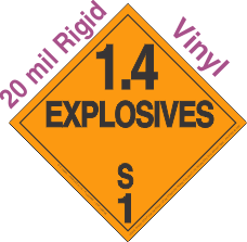 Explosive Class 1.4S 20mil Rigid Vinyl DOT Placard