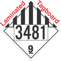 Miscellaneous Dangerous Goods Class 9 UN3481 Tagboard DOT Placard