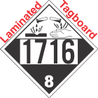 Corrosive Class 8 UN1716 Tagboard DOT Placard