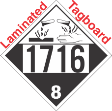Corrosive Class 8 UN1716 Tagboard DOT Placard