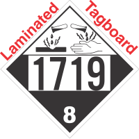 Corrosive Class 8 UN1719 Tagboard DOT Placard