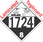 Corrosive Class 8 UN1724 Tagboard DOT Placard