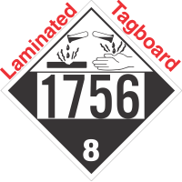 Corrosive Class 8 UN1756 Tagboard DOT Placard