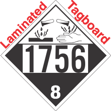 Corrosive Class 8 UN1756 Tagboard DOT Placard