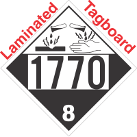 Corrosive Class 8 UN1770 Tagboard DOT Placard