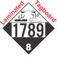 Corrosive Class 8 UN1789 Tagboard DOT Placard