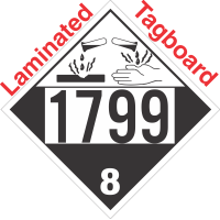 Corrosive Class 8 UN1799 Tagboard DOT Placard