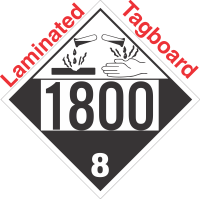 Corrosive Class 8 UN1800 Tagboard DOT Placard