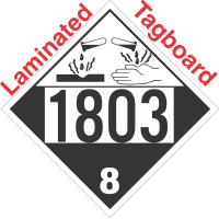 Corrosive Class 8 UN1803 Tagboard DOT Placard