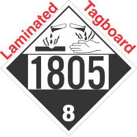 Corrosive Class 8 UN1805 Tagboard DOT Placard