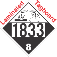 Corrosive Class 8 UN1833 Tagboard DOT Placard