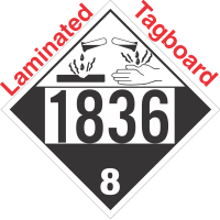 Corrosive Class 8 UN1836 Tagboard DOT Placard