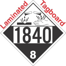 Corrosive Class 8 UN1840 Tagboard DOT Placard
