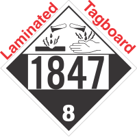 Corrosive Class 8 UN1847 Tagboard DOT Placard