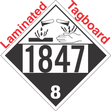 Corrosive Class 8 UN1847 Tagboard DOT Placard