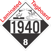 Corrosive Class 8 UN1940 Tagboard DOT Placard