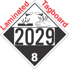 Corrosive Class 8 UN2029 Tagboard DOT Placard