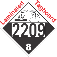 Corrosive Class 8 UN2209 Tagboard DOT Placard