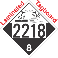 Corrosive Class 8 UN2218 Tagboard DOT Placard