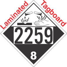Corrosive Class 8 UN2259 Tagboard DOT Placard