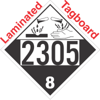 Corrosive Class 8 UN2305 Tagboard DOT Placard