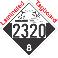 Corrosive Class 8 UN2320 Tagboard DOT Placard