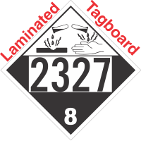 Corrosive Class 8 UN2327 Tagboard DOT Placard