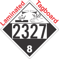 Corrosive Class 8 UN2327 Tagboard DOT Placard