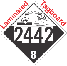 Corrosive Class 8 UN2442 Tagboard DOT Placard