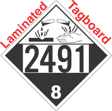 Corrosive Class 8 UN2491 Tagboard DOT Placard