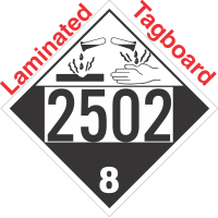 Corrosive Class 8 UN2502 Tagboard DOT Placard