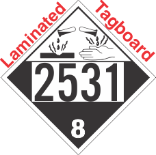 Corrosive Class 8 UN2531 Tagboard DOT Placard