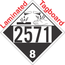Corrosive Class 8 UN2571 Tagboard DOT Placard
